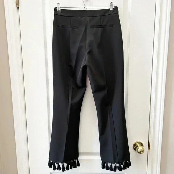 Topshop Tassel  Hem Kick Flare Trousers Black Cropped Pants Size 4 NWOT - Picture 7 of 16
